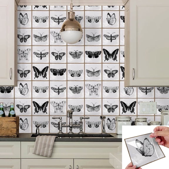 20Pcs Waterproof Peel and Stick Tiles Stickers Wall Decals Butterfly Pattern 5.91" x 5.91" Self Adhesive Kitchen Backsplash Sticker Mural