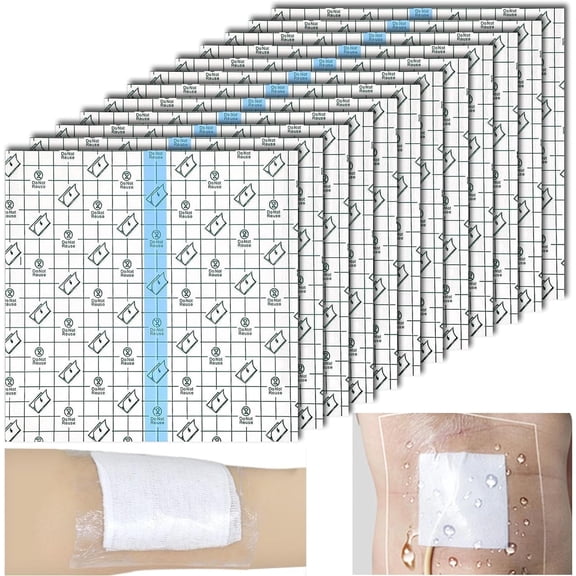 20Pcs Waterproof Shower Cover Incision BanPukitryes for Large Wound with No Glue On The Center Adhesive Transparent Shower Protector Post Surgical Water Barrier Guard (8 x 8inch)