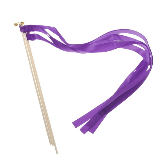 20Pcs Wedding Ribbon Sticks Ribbon Streamers Sticks for Wedding Celebration Purple
