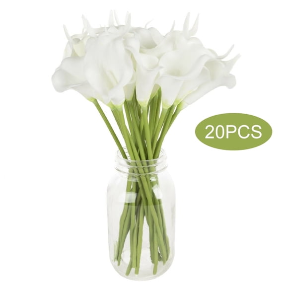 Youersen 20Pcs White Artificial Calla Lily Silk Flowers for Wedding Decor & Home Decoration