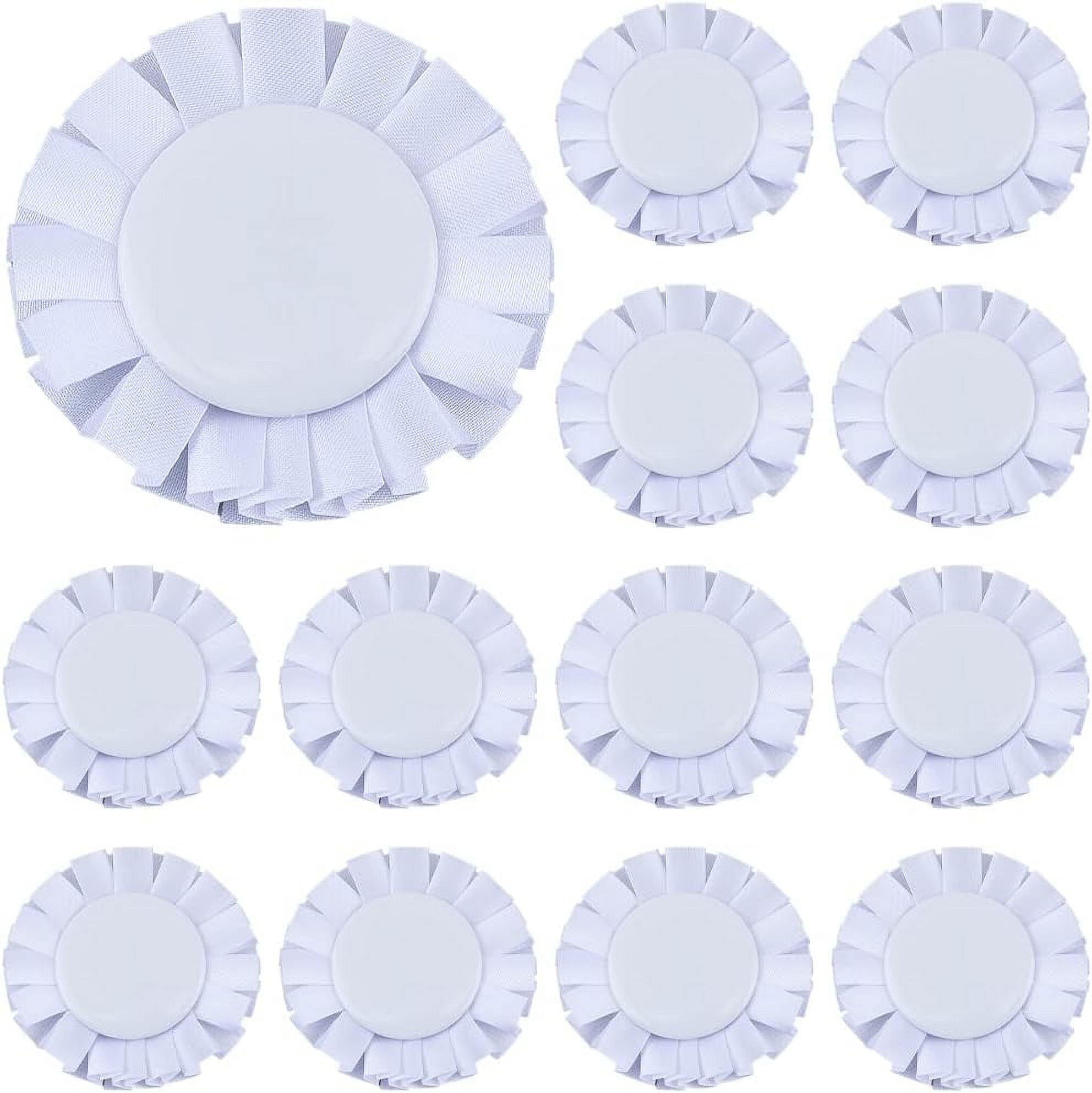 20Pcs White Blank Award Ribbon Button Pin Brooch Winner Victory Ribbons ...
