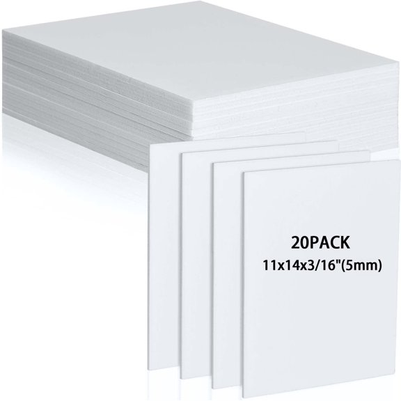 20Pcs White Foam Board 14 x 11 inch Poster 3/16" Thick Core Backing Boards for Crafts Making Art Presentations