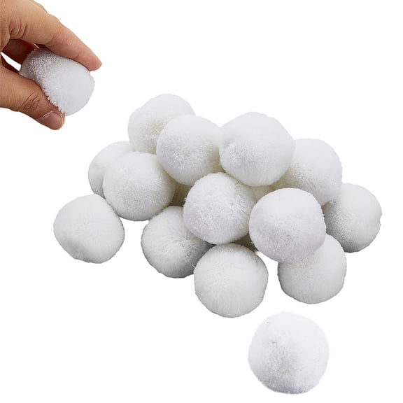 20Pcs White Yarn Balls Craft Small Fuzzy Pompoms Fluffy Polyester Small Balls for Christmas Thanksgiving Party Holiday Hanging Home Hats Shoes Scarves Decor DIY Crafts Supplies DIY