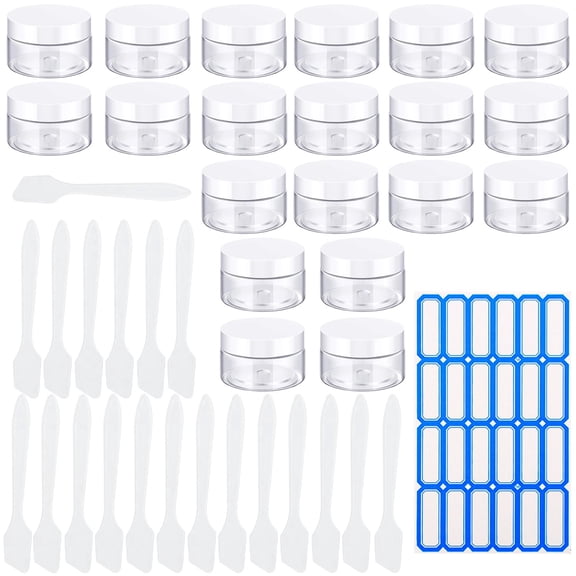 20Pcs Wide Mouth Leakproof Plastic Storage Jars with Lids, Multipurpose Travel Containers for Cosmetics & DIY Skin Care