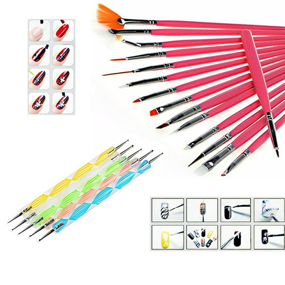 20Pcs Women Nail Art Brushes DIY Nail Art Dotting Tool Brushes Pen