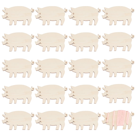 20Pcs Wood Floss Bobbin Sewing Thread Winding Board for Cross Stitch Cotton Thread Storage Pig 57x34x4mm