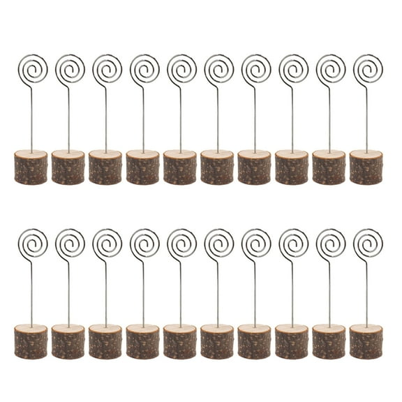 20Pcs Wood Table Number Holders Stand Photo Picture Memos Note Clip Holders for Wedding Party Name Card Sign Food Label