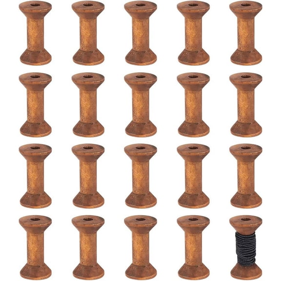 20Pcs Wooden Empty Spools 1.57"/ 40mm Empty Thread Spools Wooden Ribbon Spools Bobbins for Wire Weaving Arts DIY Wood Projects for DIY