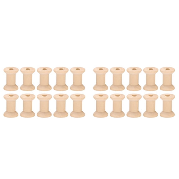 20Pcs Wooden Empty Thread Spools Natural Color 29Mm X23Mm