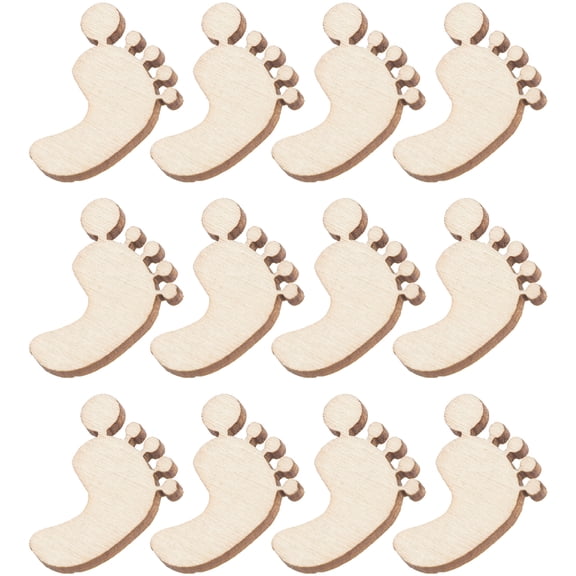 20Pcs Wooden Foot Embellishments Blank Halloween Embellishments Foot Craft Tags Decor