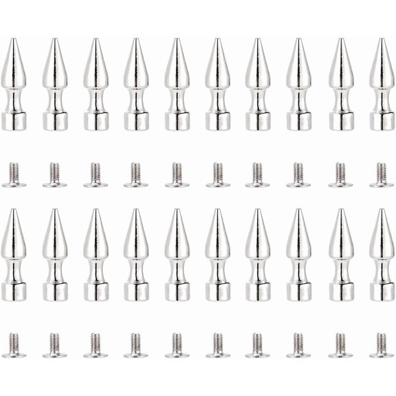 20Pcs Zinc Alloy Spikes Screwback Studs with 20Pcs Screw for DIY Craft Cool Rivets Punk Platinum 34x9.5mm Hole: 2mm for DIY