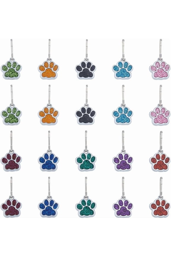 20Pcs Zipper Pull Charms Dog Paw Print Zipper Pull Replacement Alloy Enamel Footprint Zipper Pulls for DIY Luggage Backpacks Jackets Purses Handbags