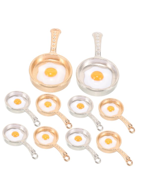 20Pcs frying pan shaped charms Charm crafts necklaces egg bracelets DIY charms food fried eggs jewelry decorate alloy frying pan mini