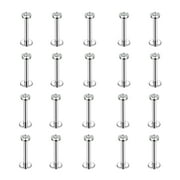 ZS Fashion Jewelry White Cubic Zirconia 16G Body Piercing Lip Studs, 20pcs/set