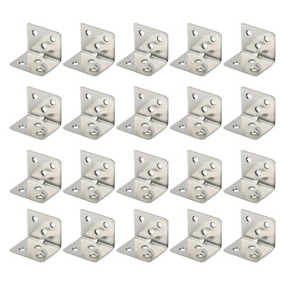 20Pcs/set Stainless Steel Shelf Brackets, Heavy Duty Joint Right Angled for Wood, L Shape Metal Corner Brace