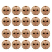 20Pcs/set Wooden Doll Head Beads for Jewelry Making and Crafts Cute Smiling Face Loose Beads Round Spacers