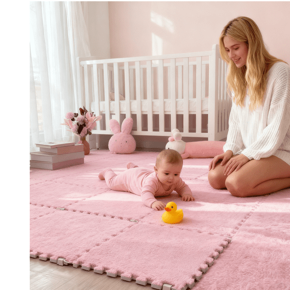 20Piece Carpet Squares Puzzle Mat 11.8" x 11.8" Plush Interlocking Carpet Tiles, Foam Floor Tiles for Baby Play Mat - Kids Soft Play Mats Anti Slip Jigsaw Flooring Playmat Playroom Rug