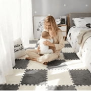 20Piece Carpet Squares Puzzle Mat 11.8" x 11.8" Plush Interlocking Carpet Tiles, Foam Floor Tiles for Baby Play Mat - Kids Soft Play Mats Anti Slip Jigsaw Flooring Playmat Playroom Rug