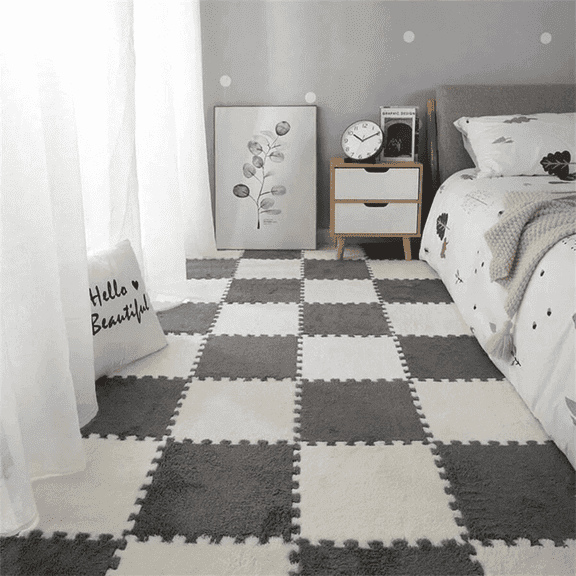 20Piece Carpet Squares Puzzle Mat 11.8" x 11.8" Plush Interlocking Carpet Tiles, Foam Floor Tiles for Baby Play Mat - Kids Soft Play Mats Anti Slip Jigsaw Flooring Playmat Playroom Rug