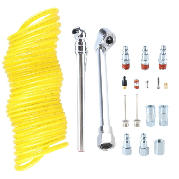 20Piece Professional Air Compressor Accessory Kit With Recoil Hose And Blow Guns For Inflation And Cleaning Attachments