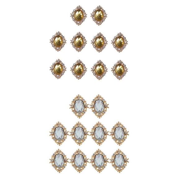 20Pieces Bling Rhinestones Flat back Buttons Embellishment Wedding Jewellery champagne + transparent white