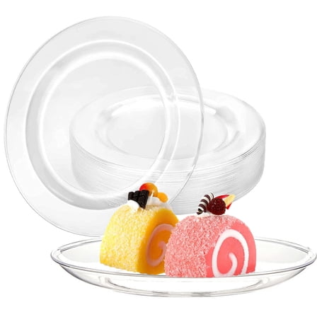 20Pieces Clear Plastic Plates,Bexikou 6inch Premium Hard Disposable Clear Plates,Heavy Duty Salad/Dessert/ Appetizer/ Small Cake Plates for Wedding& Party/New Year