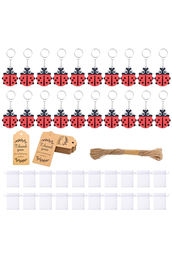 20Pieces Ladybirds Theme Key Rings Portable Portable Flyers Design Party Souvenirs For Family Gatherings Travel