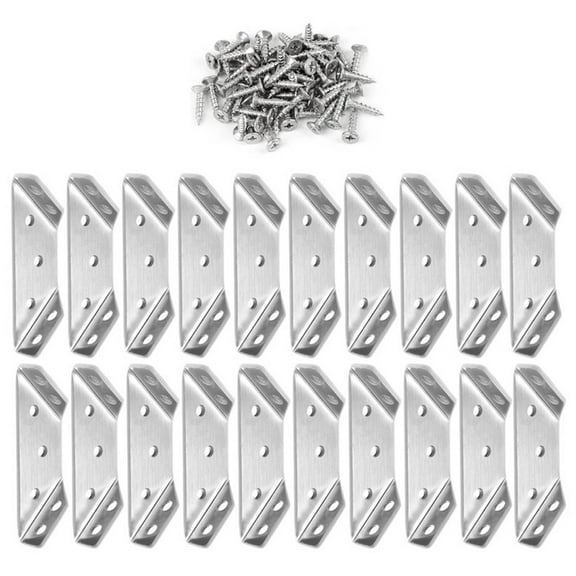 20Pieces Portable Sturdy Triangle Connectors Stainless Steel Corner Brackets for Professional Furniture Projects