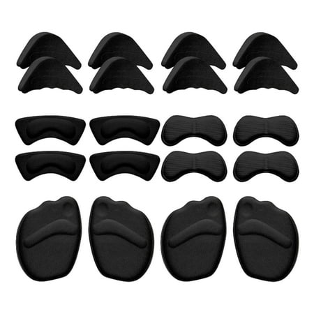 20Pieces Toe Pad Inserts Antiskid Foot Cushion Pads Feet Protector Reusable Half Insoles Toes Forefoot Pads for Women Running Shopping Black