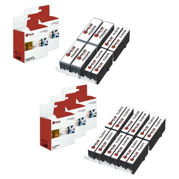 20Pk LTS PGI-220 CLI-221 PB/B/C/M/Y HY Compatible for Canon Pixma iP3600 Ink
