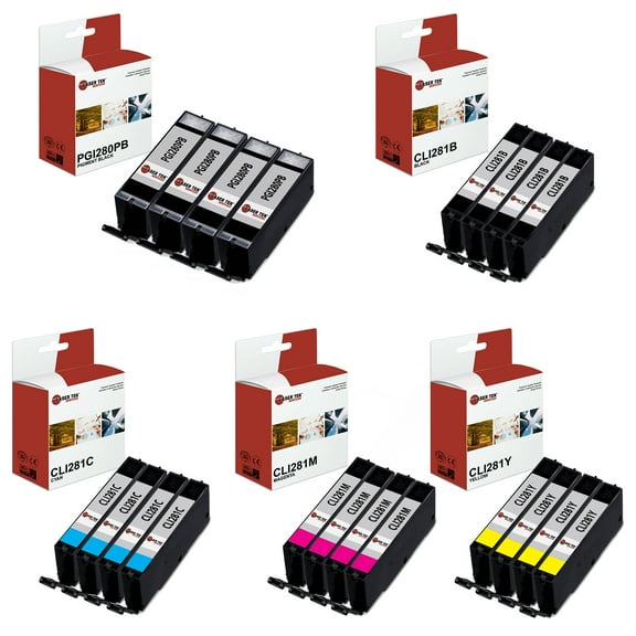 20Pk LTS PGI-280 CLI-281 PB/B/C/M/Y HY Compatible for Canon Pixma TR7520 Ink