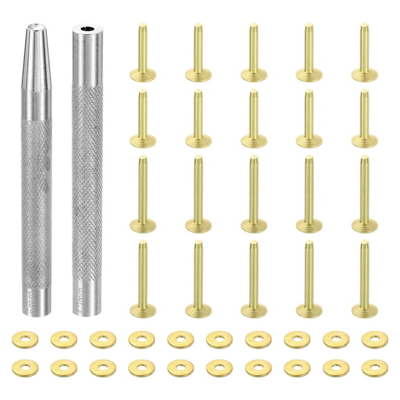 20Set 10x3.3x14mm & 10x3.3x19mm Copper Rivets and Burrs Leather Fastener, Gold