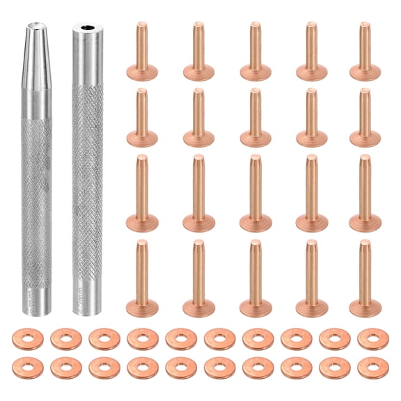 20Set 9x3.3x14mm & 9x3.3x19mm Copper Rivets and Burrs Leather Fastener, Copper