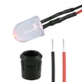 thumbnail image 1 of 20Set DC 12V 10mm Pre Wired LED with Holder, Red Light Round Top Clear Lens, 14mm  Panel Mount, 1 of 5