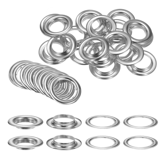 20Set Grommets Eyelets with Washers 30mm Metal Eyelets Kit for Curtain Tarps Leather Bag DIY, Silver Tone