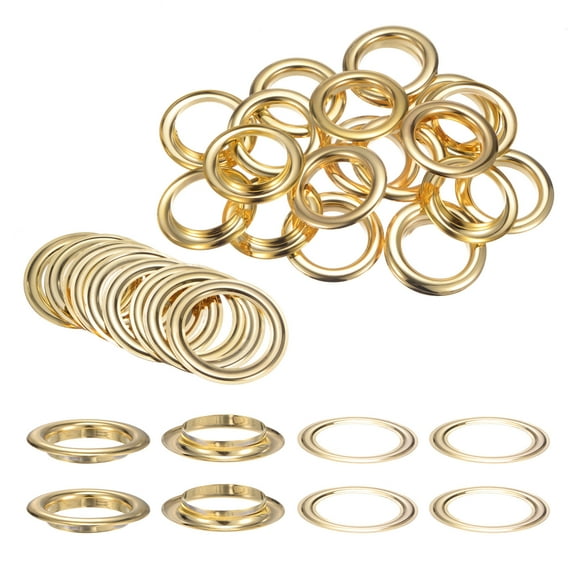 20Set Grommets Eyelets with Washers 40mm Metal Eyelets Kit for Curtain Tarps Leather Bag DIY, Gold