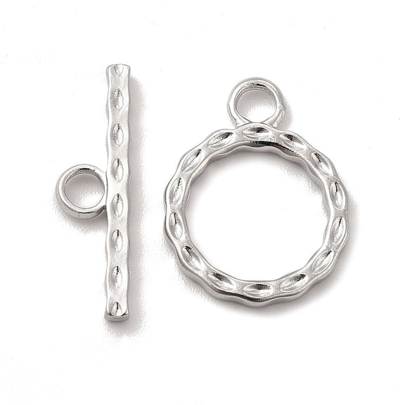 20Set Non-304 Stainless Steel Toggle Clasps Round Ring Stainless Steel Color Ring: 18x14x2mm Hole: 2.8mm 10.5mm inner diameter Bar: 19.5x5.5x2mm hole: 2.8mm