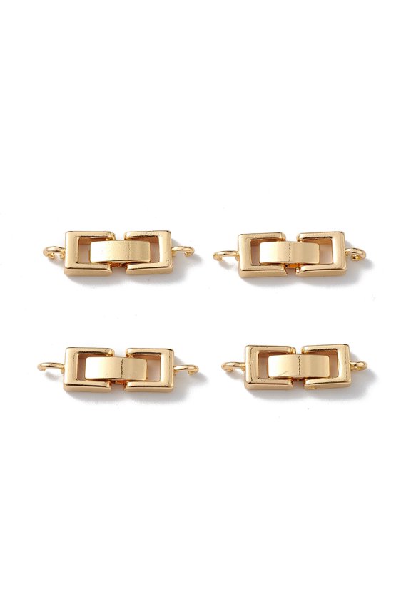 20Set Rack Plating Brass Fold Over Clasps with Loops for Bracelet Necklace Making Cadmium Free & Lead Free Long-Lasting Plated Golden 22x7x4mm Hole: 1.6mm