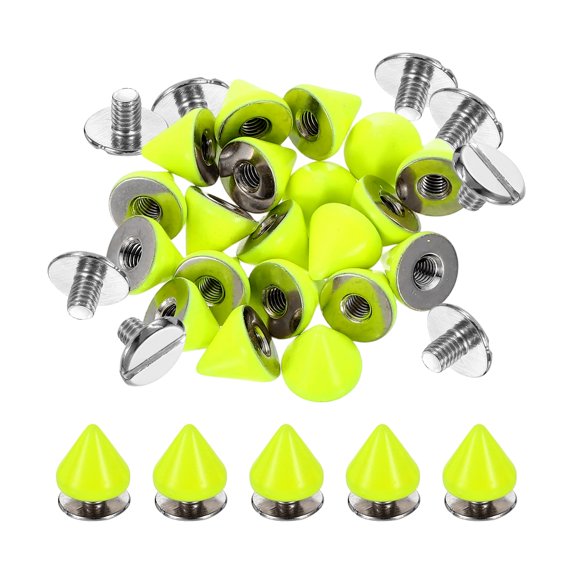 20Set Spikes and Studs Kit, 7.5 x 8mm Cone Spikes Punk Rock Rivets, Green