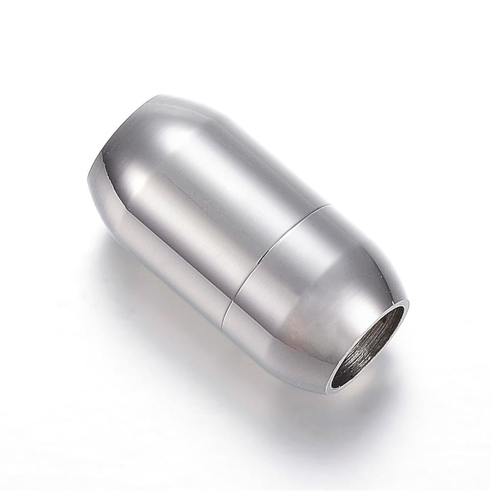 20Set Resistant 304 Stainless Steel Magnetic Clasps with Glue-in Ends Cylinder Stainless Steel Color 19x10mm Hole: 6mm