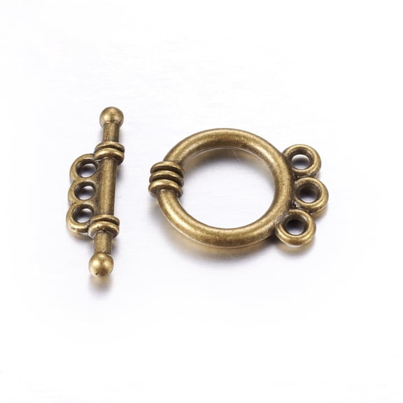 20Set Tibetan Style Alloy Toggle Clasps Cadmium Free & Nickel Free & Lead Free Antique Bronze about 34mm long 4mm wide 4mm thick hole: 3.5mm. 21mm long 21mm wide 2.5mm thick hole: 3mm