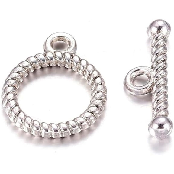 20Set Tibetan Style Toggle Clasps Silver Toggle Clasps Connectors Ring Toggle T Bar Clasps Sets Toggle Findings for Handmade Necklace Bracelet Jewelry Making Ring: 13x16mm