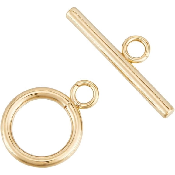 1 Box 20 Set Toggle Clasps 24K Gold Plated Brass Jewellery Clasps Connectors Round Ring Toggle T Bar Clasps Sets for Necklace Bracelet Earring Making