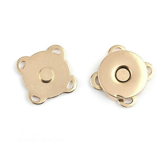 20Set Zinc Alloy Purse Snap Clasps Magnetic Clasps Closure for Purse Handbag Light Gold 1.4x1.4x0.4cm