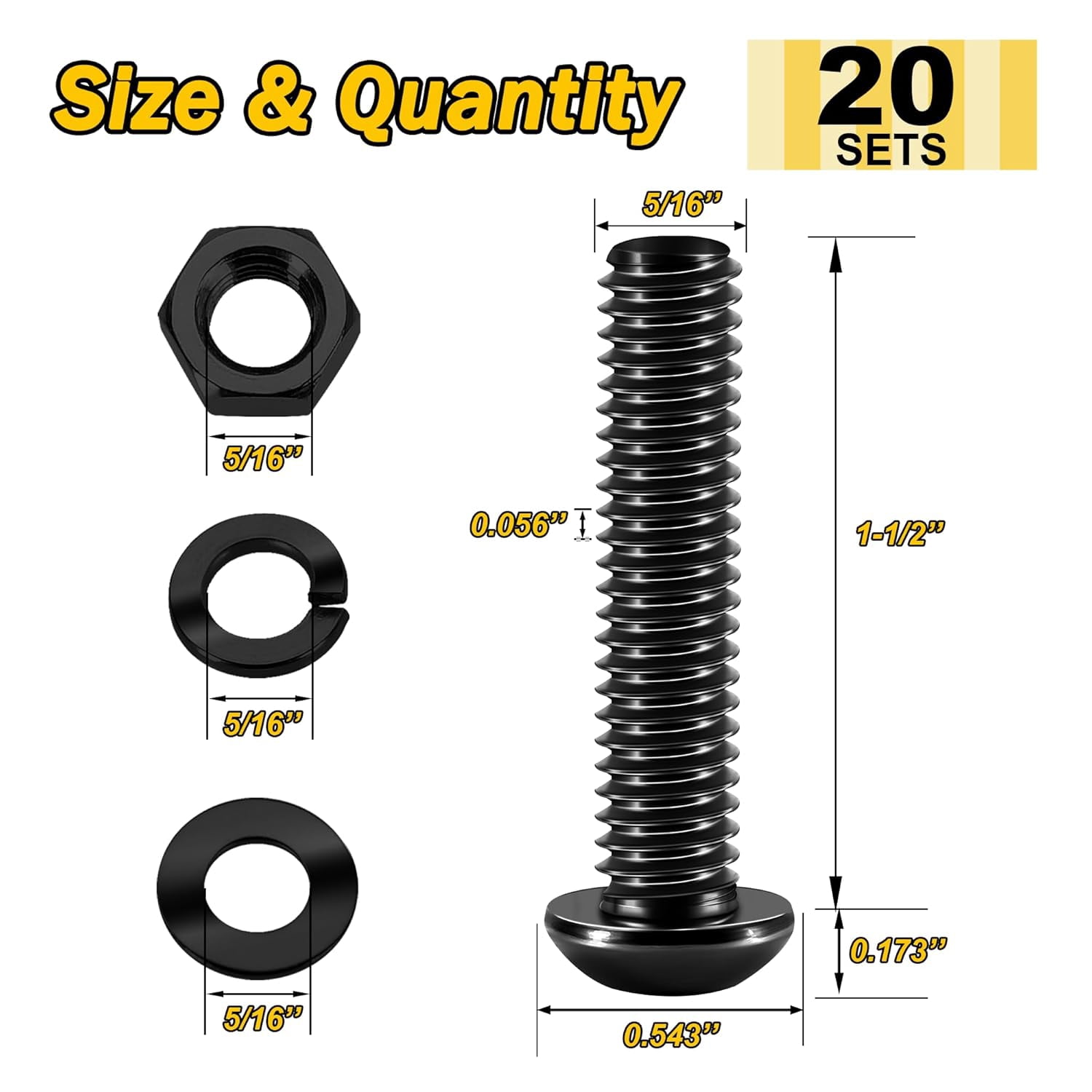 Grade 8 Alloy Steel Hex Cap Screws - 7/16-20 X 1 1/4 Inch, Zinc Yellow Plated (Pack Of 50)