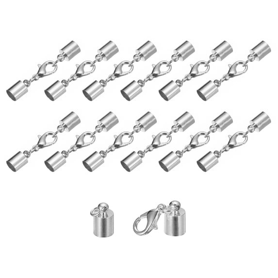 Uxcell 20 Sets Leather Cord End Caps Fit 5.3mm Cords, Rhodium Tone