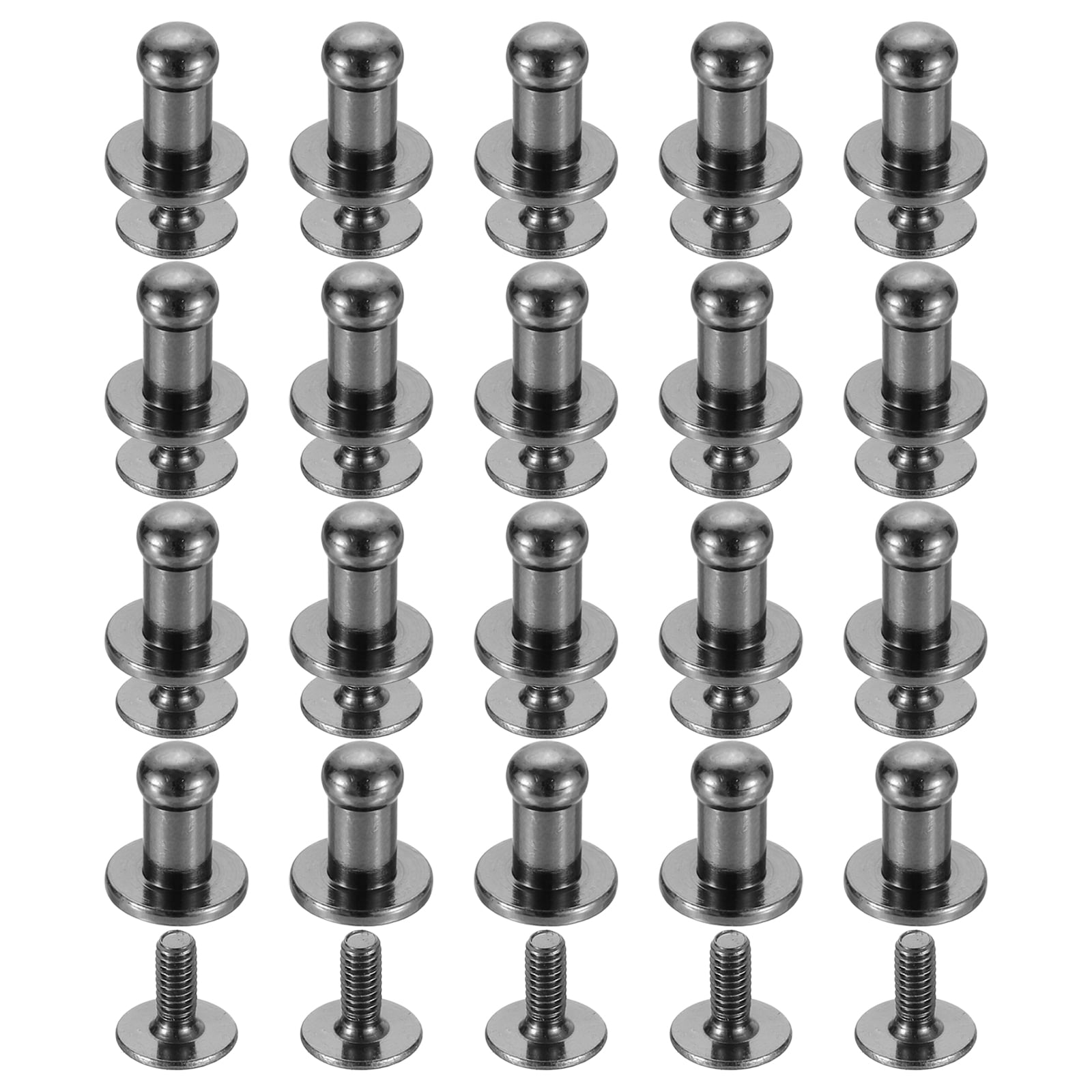20Sets Brass Ball Head Stud Rivets, 4mm Screw Back Button Nipple Rivet ...