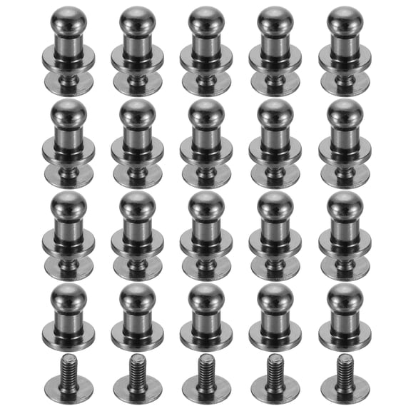 20Sets Brass Ball Head Stud Rivets, 5mm Screw Back Button Nipple Rivet Black