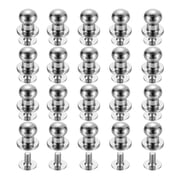 20Sets Brass Ball Head Stud Rivets, 6mm Screw Back Button Nipple Rivet Silver