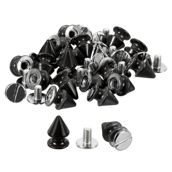 20Sets Cone Spike Stud Rivet, 8x12mm Screw Back Tree Studs and Spikes for Leather Craft(Black)